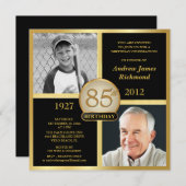 85e anniversaire Invitations puis et maintenant Ph (Devant / Derrière)