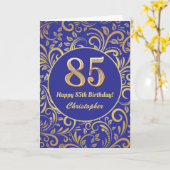 85e anniversaire Marine bleu et or modèle floral (Fleur jaune)