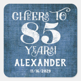 85e anniversaire Merci de lin bleu Favor Stickers