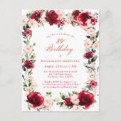 85e anniversaire Red Rose Peony Invitation (Devant)