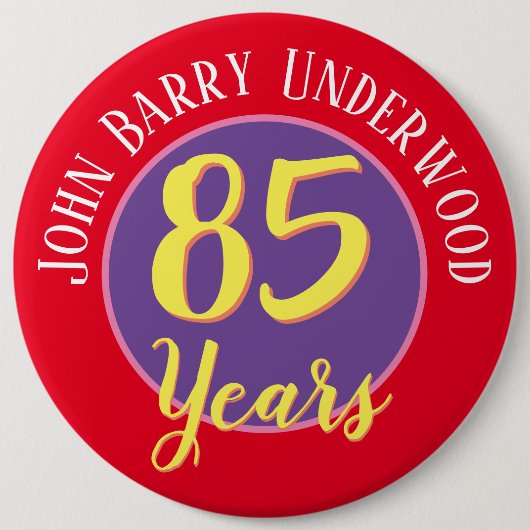 85e Birthday-badge aan Personaliseren. Ronde Button 6,0 Cm (Voorkant)