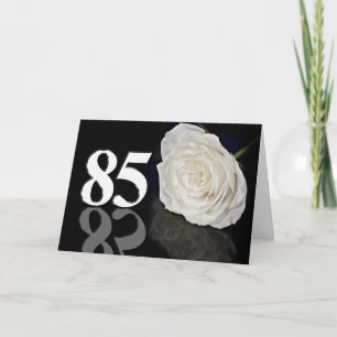 85e Birthday Kaart met een klassieke witte roos
