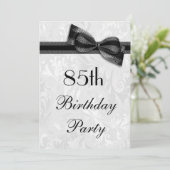 85e Birthday Party Damask en Faux Bow Kaart (Staand voorkant)