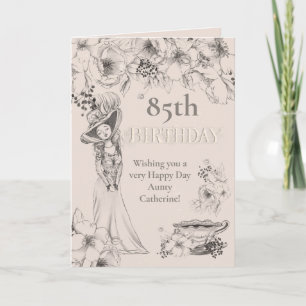  85e Georgische Dame Floral Birthday Kaart