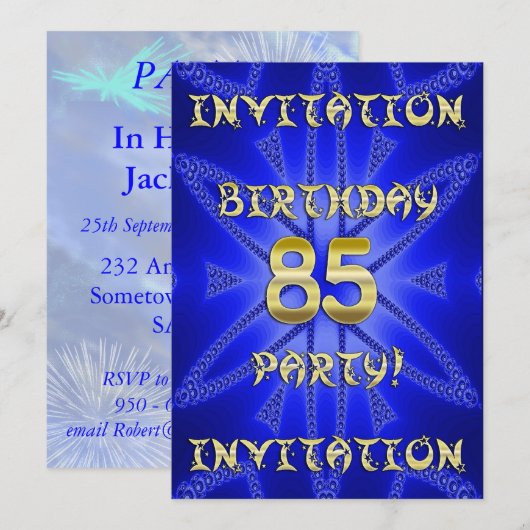 85e invitation de fête d'anniversaire (Devant / Derrière)