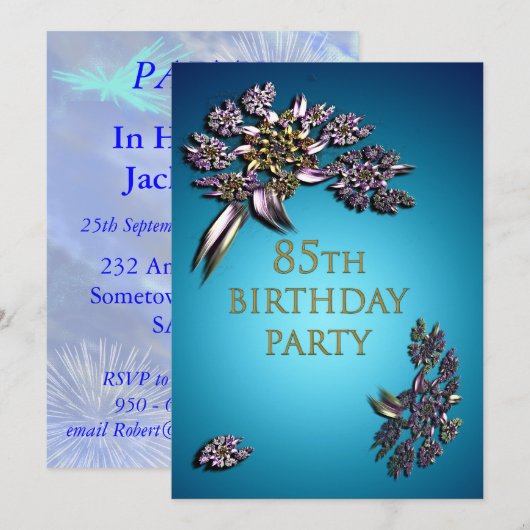 85e invitation de fête d'anniversaire (Devant / Derrière)