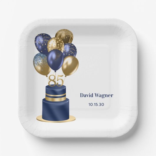 85e marinierblauwe kake papieren bordje (Voorkant)