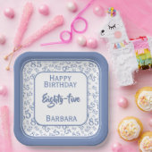 85e Partij Willekeurige Nummer Patroon Blauw/Wit Papieren Bordje (Feest)