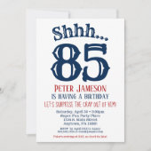 85e Surprise Birthday Invitation Mannen Navy Blue Kaart (Voorkant)