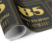 85e verjaardag - Art Deco geïnspireerde look "85" Cadeaupapier (Rol Hoek)