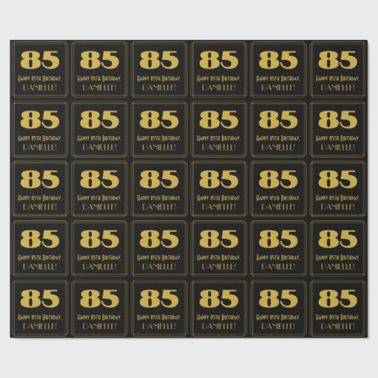 85e verjaardag - Art Deco geïnspireerde look "85" Cadeaupapier (Zoom)