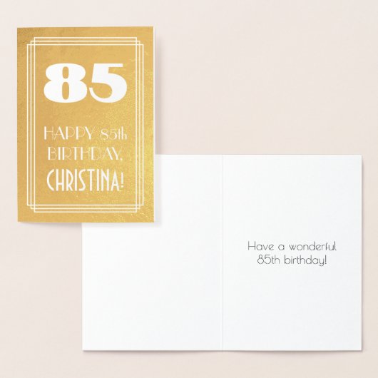 85e verjaardag ~ Art Deco stijl "85" & aangepaste  Folie Kaarten (Display)