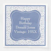 85e verjaardag Blauw/Wit Beugel Getal Patroon Servet (Voorkant)