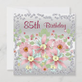 85e verjaardag Bloemen Display & Diamanten Kaart (Voorkant)