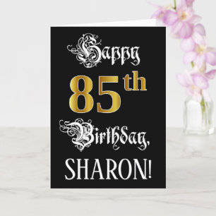 85e verjaardag — Fancy script; Faux Gold Kijk; naa Kaart