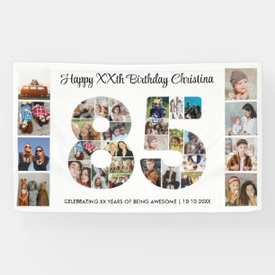 85e verjaardag feestnummer 85 fotocollage spandoek
