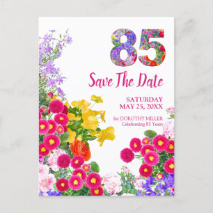 85e verjaardag Floral Modern Save The Date Aankondigingskaart
