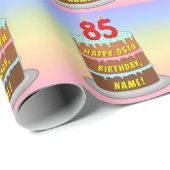 85e verjaardag: Fun Cake and Candles + Custom Name Cadeaupapier (Rol Hoek)