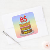 85e verjaardag: Fun Cake and Candles + Custom Name Vierkante Sticker (Envelop)