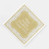85e verjaardag Goud/Wit Beugel Getal Patroon Servet (Hoek)
