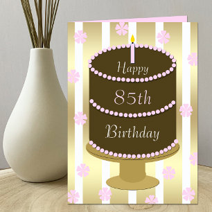 85e verjaardag Kaart Cake in Roze