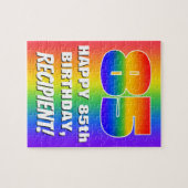 85e verjaardag: kleurrijk, vun regenboogpatroon #  legpuzzel (Horizontaal)