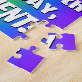 85e verjaardag: kleurrijk, vun regenboogpatroon #  legpuzzel (Zijkant)