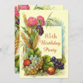 85e verjaardag kleurrijke vruchten en bloemen kaart (Voorkant / Achterkant)