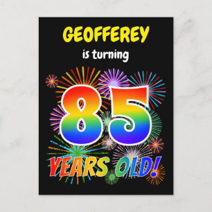85e verjaardag - Leuk vuurwerk, Regenboog look "85 Briefkaart