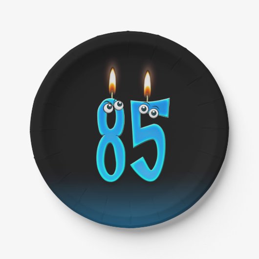 85e verjaardag met verlichte kaars nummers papieren bordje (Voorkant)