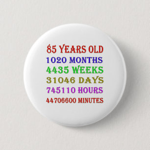 85e verjaardag Mijlpalen Ronde Button 5,7 Cm