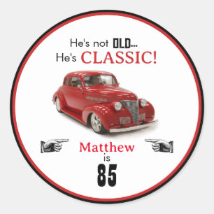 85e verjaardag niet oud maar klassiek rood 1939 co ronde sticker