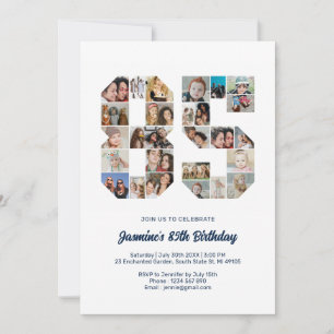85e verjaardag nummer 85 aangepaste fotocollage kaart