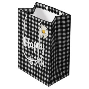 85e verjaardag op gingham middelgrote Gift tas Medium Cadeauzakje