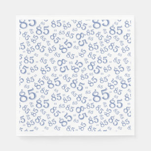 85e verjaardag Party Nummer Patroon Blauw/Wit Servet