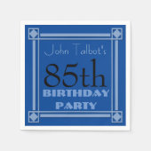 85e verjaardag Party Retro Lijst Blauw papier Serv Servetten (Voorkant)