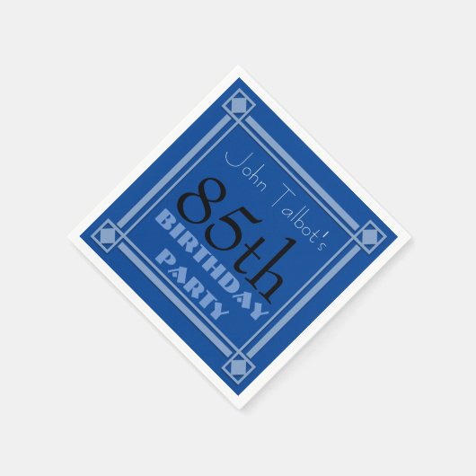 85e verjaardag Party Retro Lijst Blauw papier Serv Servetten (Hoek)