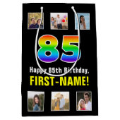 85e verjaardag: Regenboog "85", aangepaste foto's Medium Cadeauzakje (Voorkant)