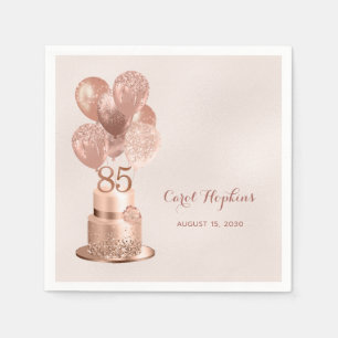 85e verjaardag Roos Gold Cake Servet