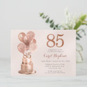 85e verjaardag Roze Goud Kleurige Cake Kaart (Staand voorkant)