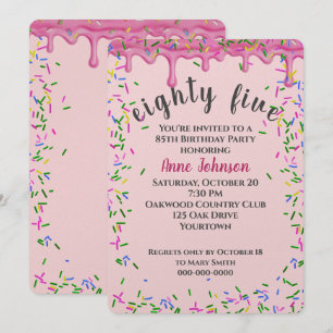 85e verjaardag roze ijsjes en strooisel kaart