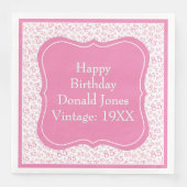 85e verjaardag roze/witte beugel nummer patroon servet (Voorkant)