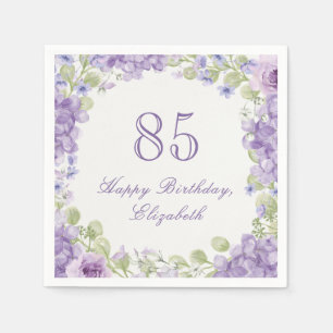 85e verjaardag servetten Elegant paarse bloemen
