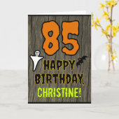 85e verjaardag: Spooky Halloween Thema, aangepaste Kaart (Gele Bloem)