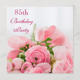 85e verjaardag van roze rozen kaart
