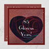 85e verjaardag viering-rood roos hart kaart (Voorkant / Achterkant)