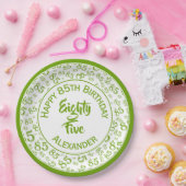 85e verjaardag Willekeurig getal Patroon Groen/Wit Papieren Bordje (Feest)