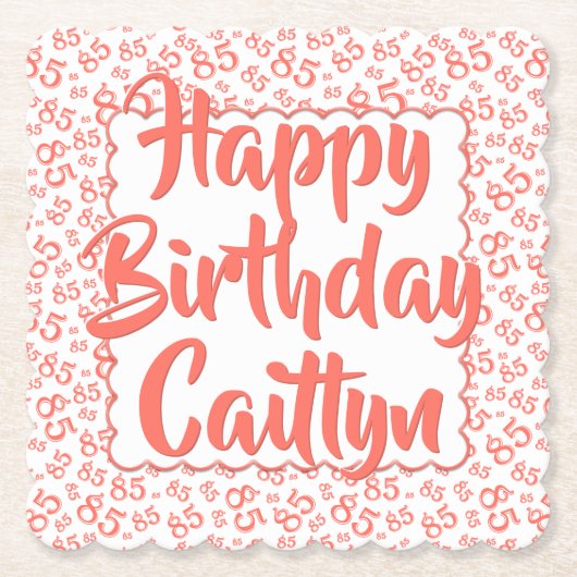 85e Verjaardag Willekeurig Getal Patroon Scallops  Kartonnen Onderzetters (Voorkant)