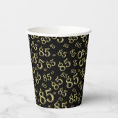 85e verjaardag Willekeurige nummer Patroon Zwart/G Papieren Bekers (Links)
