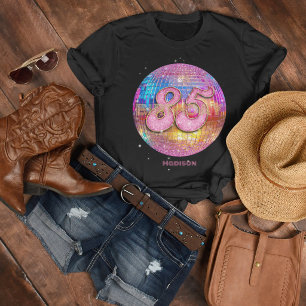 85e Verjaardagsfeest Goud Roze Glitter Disco Bal T-shirt